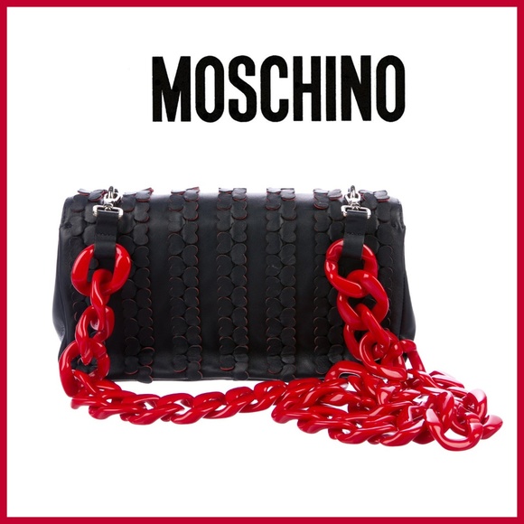 Moschino Handbags - ♥️ MOSCHINO Heart Red chain link Flap Shoulder Bag